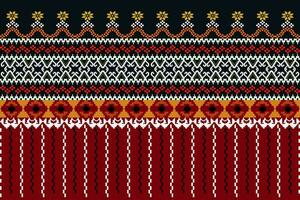 Cross Stitch. Geometric ethnic patterns. Design for Saree, Patola, Sari, Dupatta, Vyshyvanka, rushnyk, dupatta, Clothing, fabric, batik, Knitwear, Embroidery, Ikkat, Pixel pattern. Traditional Design. vector