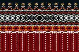 Cross Stitch. Geometric ethnic patterns. Design for Saree, Patola, Sari, Dupatta, Vyshyvanka, rushnyk, dupatta, Clothing, fabric, batik, Knitwear, Embroidery, Ikkat, Pixel pattern. Traditional Design. vector