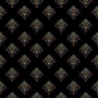 abstract geometric pattern design on black background For background or wallpaper, Ikat geometric folk ornament. Ethnic vector texture. Seamless pattern in Aztec style.