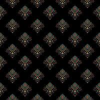 abstract geometric pattern design on black background For background or wallpaper, Ikat geometric folk ornament. Ethnic vector texture. Seamless pattern in Aztec style.