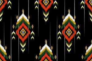 abstract geometric pattern design on black background For background or wallpaper, Ikat geometric folk ornament. Ethnic vector texture. Seamless pattern in Aztec style.