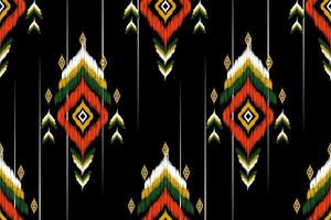 abstract geometric pattern design on black background For background or wallpaper, Ikat geometric folk ornament. Ethnic vector texture. Seamless pattern in Aztec style.