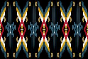 abstract geometric pattern design on black background For background or wallpaper, Ikat geometric folk ornament. Ethnic vector texture. Seamless pattern in Aztec style.