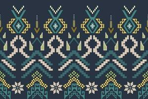 Cross Stitch Pixel Pattern. Ethnic Patterns. Abstract art. Design for carpet, wallpaper, clothing, textile, pillow, curtain, bedsheet, table runners. Vintage Style. Vector illustration.