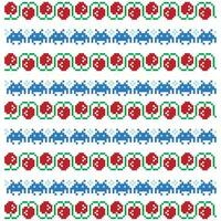 Background vector pixel art flat cheery and bug template design.eps