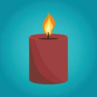 Aromatic candles flat vector illustration. Burning decorative red wax candles isolated clipart on blue background. Relaxation, resting and aromatherapy design element.