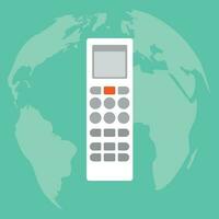 TV remote control device isolated on green background Television technology channel surfing equipment with icon buttons Technology Telecommunication Keyboard. Vector. vector