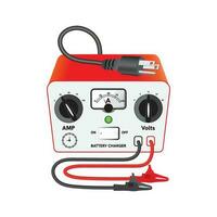 Battery charger for lead acid or accumulator battery types on white background isolated. vector