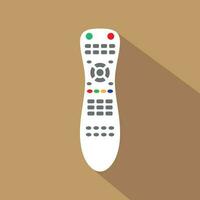 TV remote control device isolated on brown background Television technology channel surfing equipment with icon buttons Technology Telecommunication Keyboard. Vector. vector