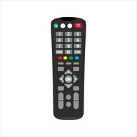 TV remote control device isolated on white background Television technology channel surfing equipment with icon buttons Technology Telecommunication Keyboard. Vector illustration.