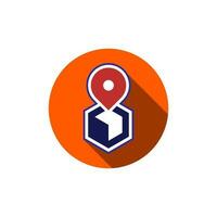 a flat icon of a map pin on an orange circle vector