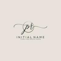 Initial PR feminine logo collections template. handwriting logo of initial signature, wedding, fashion, jewerly, boutique, floral and botanical with creative template for any company or business. vector