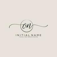 Initial ON feminine logo collections template. handwriting logo of initial signature, wedding, fashion, jewerly, boutique, floral and botanical with creative template for any company or business. vector