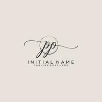 Initial PP feminine logo collections template. handwriting logo of initial signature, wedding, fashion, jewerly, boutique, floral and botanical with creative template for any company or business. vector