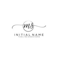Initial MS feminine logo collections template. handwriting logo of initial signature, wedding, fashion, jewerly, boutique, floral and botanical with creative template for any company or business. vector