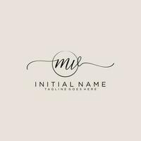 Initial MV feminine logo collections template. handwriting logo of initial signature, wedding, fashion, jewerly, boutique, floral and botanical with creative template for any company or business. vector