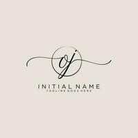 Initial OJ feminine logo collections template. handwriting logo of initial signature, wedding, fashion, jewerly, boutique, floral and botanical with creative template for any company or business. vector