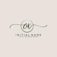 Initial OX feminine logo collections template. handwriting logo of initial signature, wedding, fashion, jewerly, boutique, floral and botanical with creative template for any company or business. vector