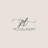 Initial PF feminine logo collections template. handwriting logo of initial signature, wedding, fashion, jewerly, boutique, floral and botanical with creative template for any company or business. vector