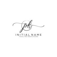 Initial PK feminine logo collections template. handwriting logo of initial signature, wedding, fashion, jewerly, boutique, floral and botanical with creative template for any company or business. vector