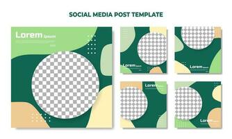 Set of minimal editable banner templates. Green modern color with geometric shapes. Suitable for social media posts and web internet advertising. Vector illustration eps 10.