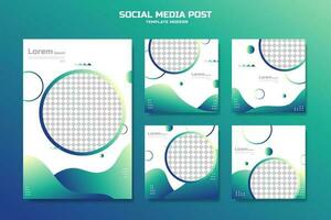 Modern background template set, Modern minimalist design green gradient color vector