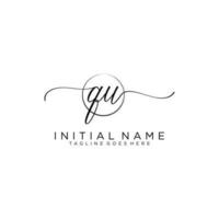 Initial QU  feminine logo collections template. handwriting logo of initial signature, wedding, fashion, jewerly, boutique, floral and botanical with creative template for any company or business. vector