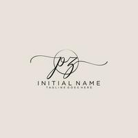 Initial PZ feminine logo collections template. handwriting logo of initial signature, wedding, fashion, jewerly, boutique, floral and botanical with creative template for any company or business. vector