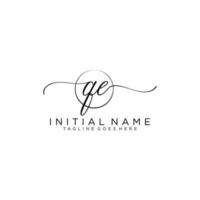 Initial QE  feminine logo collections template. handwriting logo of initial signature, wedding, fashion, jewerly, boutique, floral and botanical with creative template for any company or business. vector