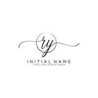Initial RY feminine logo collections template. handwriting logo of initial signature, wedding, fashion, jewerly, boutique, floral and botanical with creative template for any company or business. vector