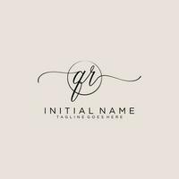 Initial QR feminine logo collections template. handwriting logo of initial signature, wedding, fashion, jewerly, boutique, floral and botanical with creative template for any company or business. vector