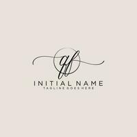 Initial QF feminine logo collections template. handwriting logo of initial signature, wedding, fashion, jewerly, boutique, floral and botanical with creative template for any company or business. vector