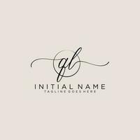 Initial QL feminine logo collections template. handwriting logo of initial signature, wedding, fashion, jewerly, boutique, floral and botanical with creative template for any company or business. vector