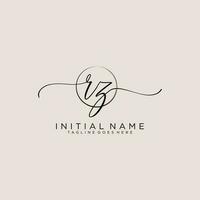 Initial RZ feminine logo collections template. handwriting logo of initial signature, wedding, fashion, jewerly, boutique, floral and botanical with creative template for any company or business. vector