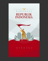 Indonesia independence day realistic illustration story vector