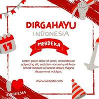 Hand drow Indonesia independence day illustration post vector