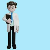 3d representación de un dibujos animados médico personaje. ilustración de masculino medico.presentacion acortar Arte. foto
