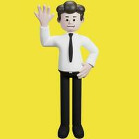 Illustration of a three-dimensional cartoon character. Various gestures. Businessman 3d render. photo