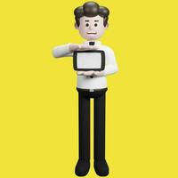 Illustration of a three-dimensional cartoon character. Various gestures. Businessman 3d render. photo