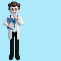 3D rendering of a cartoon doctor character. illustration of Male Doctor.presentation clip art. photo