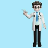 3D rendering of a cartoon doctor character. illustration of Male Doctor.presentation clip art. photo