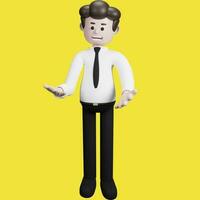 Illustration of a three-dimensional cartoon character. Various gestures. Businessman 3d render. photo