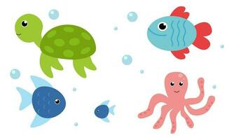 Marine life vector cartoon ocean character