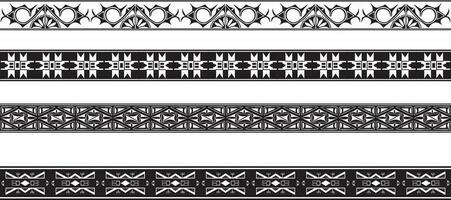 Vector monochrome set of seamless indian national native american borders. Endless ethnic ornaments of the peoples of America, Aztec, Maya, Inca, Peru, Brazil, Mexico, Honduras, Guatemala