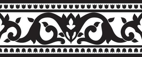 Vector monochrome black seamless turkish ornament. Endless ottoman national border, frame