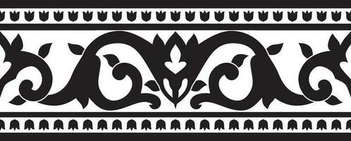 Vector monochrome black seamless turkish ornament. Endless ottoman national border, frame