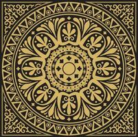Vector gold square classical ornament of Ancient Greece and Roman Empire. Tile, Arabesque, Byzantine pattern