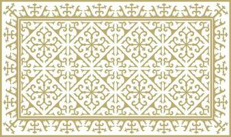 Vector golden square Kazakh national ornament. Ethnic pattern of the peoples of the Great Steppe, Mongols, Kyrgyz, Kalmyks, Buryats.