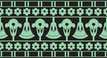 Vector green seamless ornament of ancient Egypt. endless Border, frame in the pyramids
