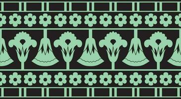 Vector green seamless ornament of ancient Egypt. endless Border, frame in the pyramids